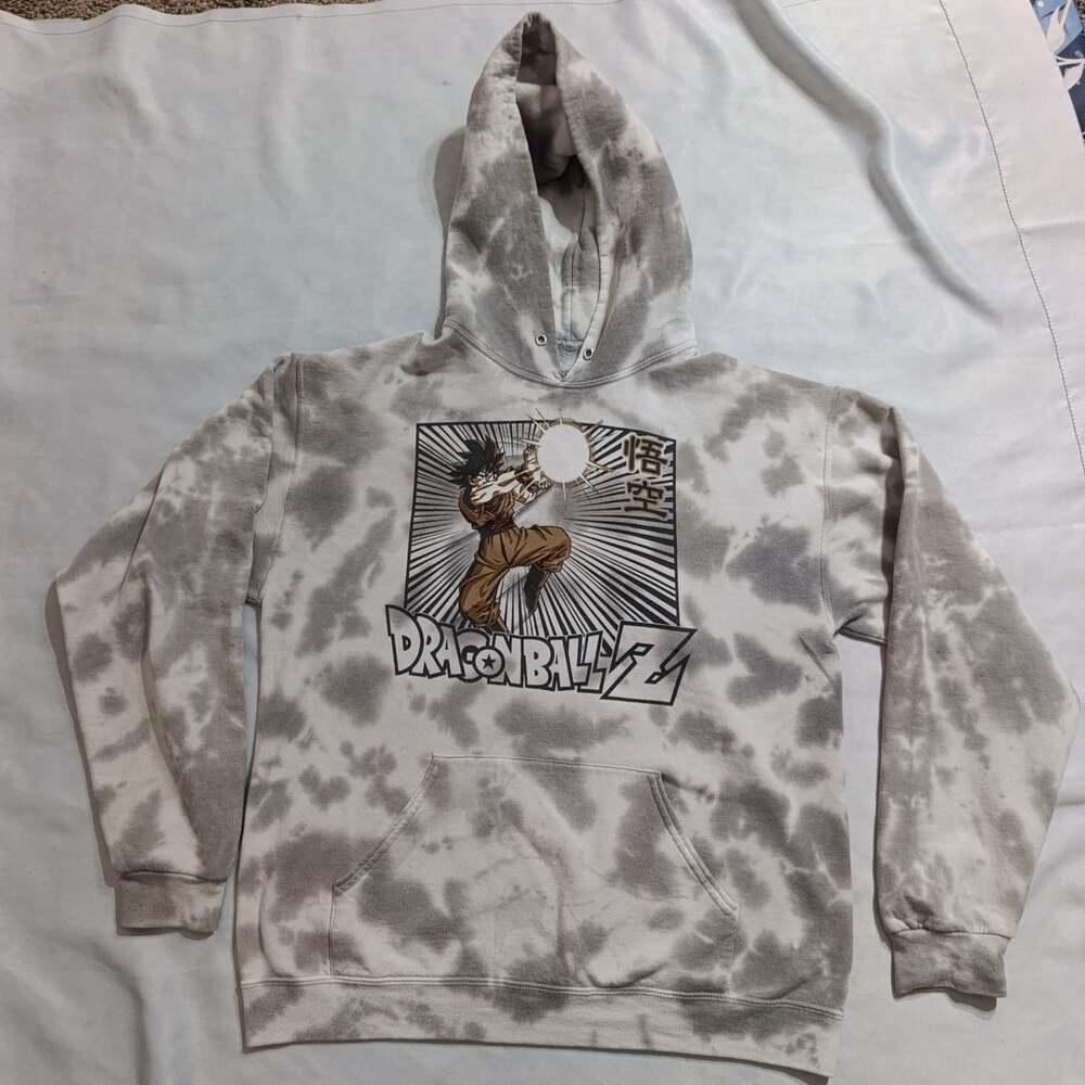 Crunchyroll Dragon Ball Z Goku Hoodie Size L Gray Tie Dye